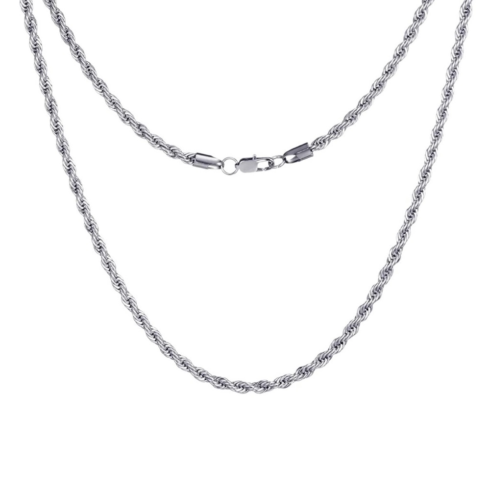 Men’s 5mm Stainless Steel & Silver Rope Chain - Picture 2 of 10